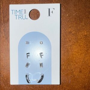 Initial F Time and Tru Silver Earring Collection